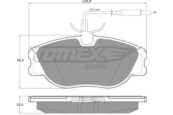 TOMEX BRAKES Комплект тормозных колодок, дисковый тормоз TX 12-442